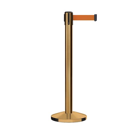 Montour Line Stanchion Belt Barrier Sat.Brass Post 14ft. Orange Belt ES660-SB-OR-140